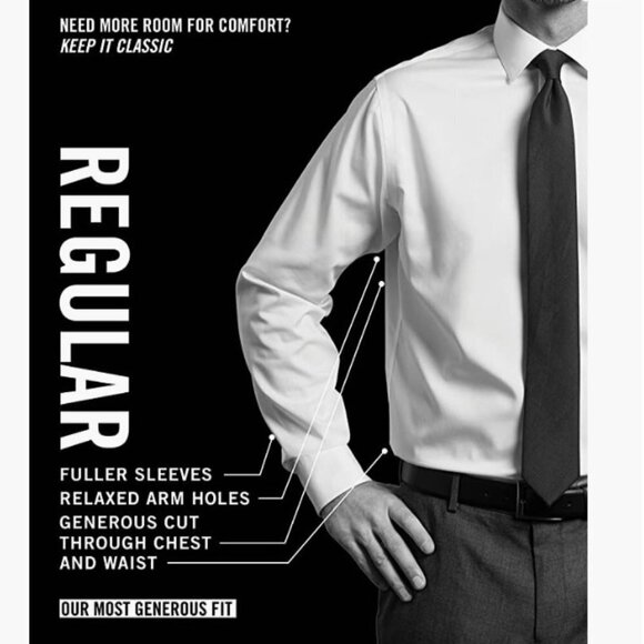 Van Heusen Men's Dress Shirt Regular Fit Flex Collar Stretch Solid, Royal Blue - Picture 4 of 5